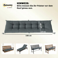 Palettenkissen Sitzkissen abnehmbar mit Bändern 198x65 dunkelgrau