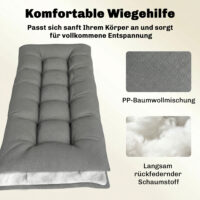 Palettenkissen Sitzkissen abnehmbar 198x65x13cm hellgrau