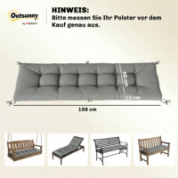 Palettenkissen Sitzkissen abnehmbar 198x65x13cm hellgrau