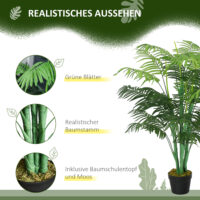 Palme Kunstpflanze künstlich im Topf für Wohnzimmer Balkon 125cm