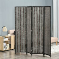 Paravent Raumteiler faltbar 180x180cm aus Holz braun schwarz