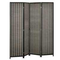 Paravent Raumteiler faltbar 180x180cm aus Holz braun schwarz
