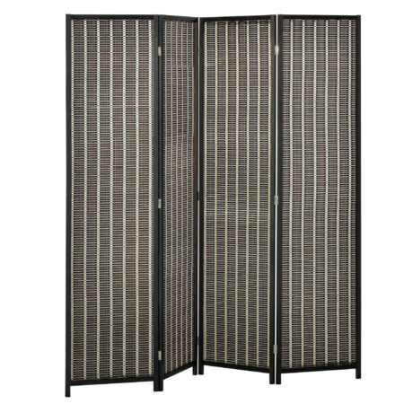 Paravent Raumteiler faltbar 180x180cm aus Holz braun schwarz