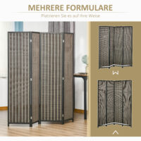 Paravent Raumteiler faltbar 180x180cm aus Holz braun schwarz