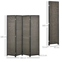 Paravent Raumteiler faltbar 180x180cm aus Holz braun schwarz