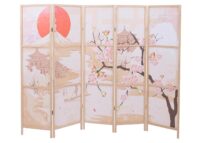 Paravent Trennwand Sichtschutz Raumtrennung Naturmotiv 170x227cm Kirschblüten