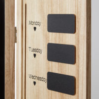 Paravent Raumteiler 3 teilig aus Holz mit Tafel & Wochenplaner Natur