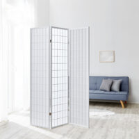 Paravent Raumteiler 3-teilig Shoji-Trennwand aus Holz Weiss