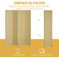 Paravent Raumteiler 4-teilig Wellenfaser für Wohnzimmer braun