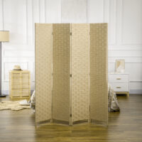 Paravent Raumteiler 4-teilig Wellenfaser für Wohnzimmer braun