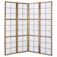 Paravent Raumteiler 4-teilig Shoji-Trennwand aus Holz  Weiss