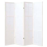 Paravent Raumteiler 4-teilig Shoji-Trennwand aus Holz Weiss