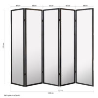 Paravent Raumteiler 5-teilig Shoji-Trennwand aus Holz Weiss