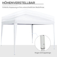Weißer Pavillon 3x3m mit UV-Schutz, Seitenwänden & Fenstern.
