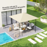 Pavillon Ersatzdach für Garten wasserdicht 3x3m cremeweiss
