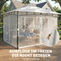 Pavillon wasserabweisend mit Moskitonetz 3x3,6m schwarz