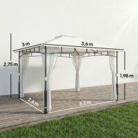 Pavillon wasserabweisend mit Moskitonetz 3x3,6m schwarz