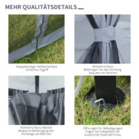 Pavillon mit Polycarbonatdach Vorhänge und Fliegennetz 3x3m