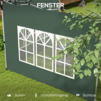 Pavillon Seitenteile wasserdicht mit Fenster 2er Set 3x3 + 3x4m grün
