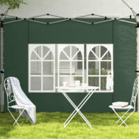 Pavillon Seitenteile wasserdicht mit Fenster 2er Set 3x3 + 3x4m grün