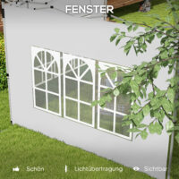 Pavillon Seitenteile 2er-Set mit Fenster wasserdicht 3x3 + 3x4m weiss