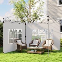 Pavillon Seitenteile 2er-Set mit Fenster wasserdicht 3x3 + 3x4m weiss