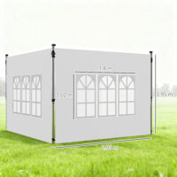 Pavillon Seitenteile 2er-Set mit Fenster wasserdicht 3x3 + 3x4m weiss