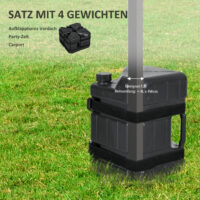 Schwarzes 4er-Set befüllbare Pavillongewichte aus HDPE.