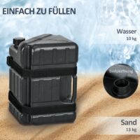 Schwarzes 4er-Set befüllbare Pavillongewichte aus HDPE.