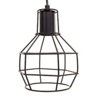 Pendelleuchte Hängelampe Industrial Vintage Holz Metall 3 Gitterlampenschirme schwarz