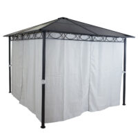 Pergola 3x3 m mit Kunststoff-Dach und Alu-Seitenwand hellgrau