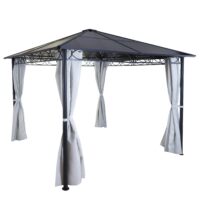 Pergola 3x3 m mit Kunststoff-Dach und Alu-Seitenwand hellgrau