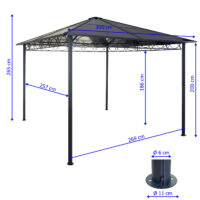 Pergola 3x3 m mit Kunststoff-Dach und Alu-Seitenwand hellgrau