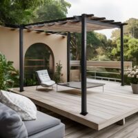 Aluminium Pergola 3x3 m creme-beige mit UV50+ Schiebedach