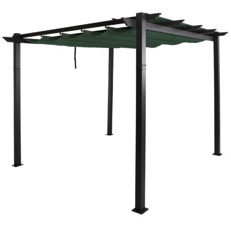 Aluminium Pergola 3x3 m grün mit UV50+ Schiebedach