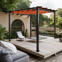 Aluminium Pergola 3x3 m terrakotta mit UV50+ Schiebedach
