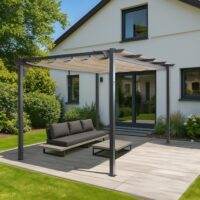 Aluminium Pergola 3x4 m mit UV50+ Schiebedach creme-beige