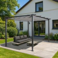 Aluminium Pergola 3x4 m grau mit UV50+ Schiebedach