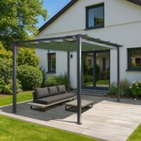 Aluminium Pergola 3x4 m mit UV50+ Schiebedach grün