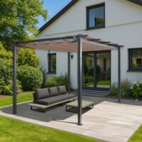 Aluminium Pergola 3x4 m mit UV50+ Schiebedach taupe