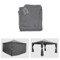 Ersatz Seitenwände Set grau für Pergola Pavillon 4x4 m Polyester