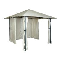Pergola Gartenpavillon 3x3 m mit Seitenwand in creme-beige