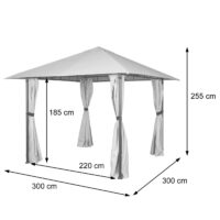 Pergola Gartenpavillon 3x3 m mit Seitenwand in creme-beige