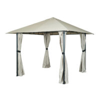 Pergola Gartenpavillon 3x3 m mit Seitenwand in creme-beige
