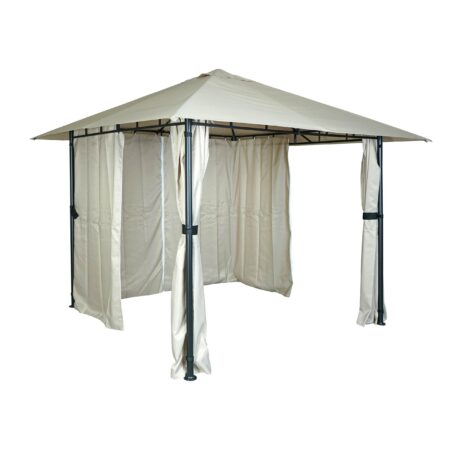 Pergola Gartenpavillon 3x3 m mit Seitenwand in creme-beige