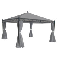 Pergola Gartenpavillon 4x4 m stabil mit Seitenwand hellgrau