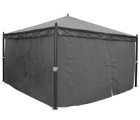 Pergola Gartenpavillon 4x4 m mit Seitenwand und Moskitonetz grau