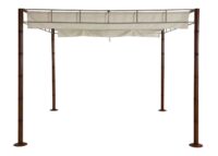 Pergola Pavillon 3x3 m aus Metall in Bambus-Optik cremeweiß