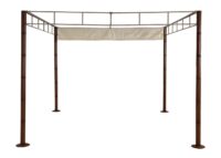 Pergola Pavillon 3x3 m aus Metall in Bambus-Optik cremeweiß