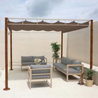 Garten Pergola 3x3 m aus Metall in Bambus-Optik taupe-braun